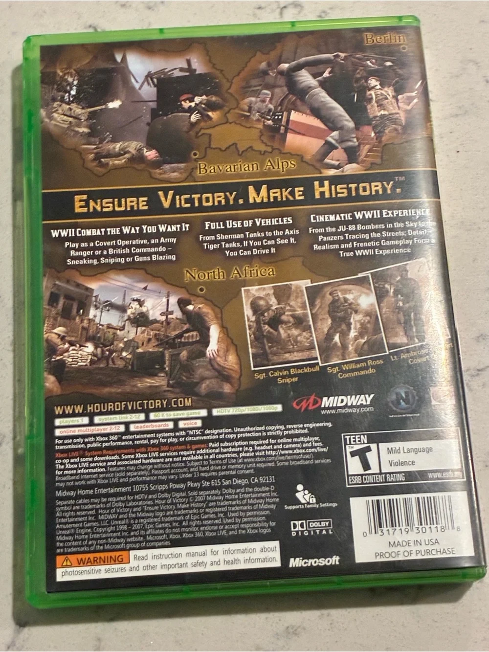 (Microsoft Xbox 360) Hour of Victory - CIB/Tested